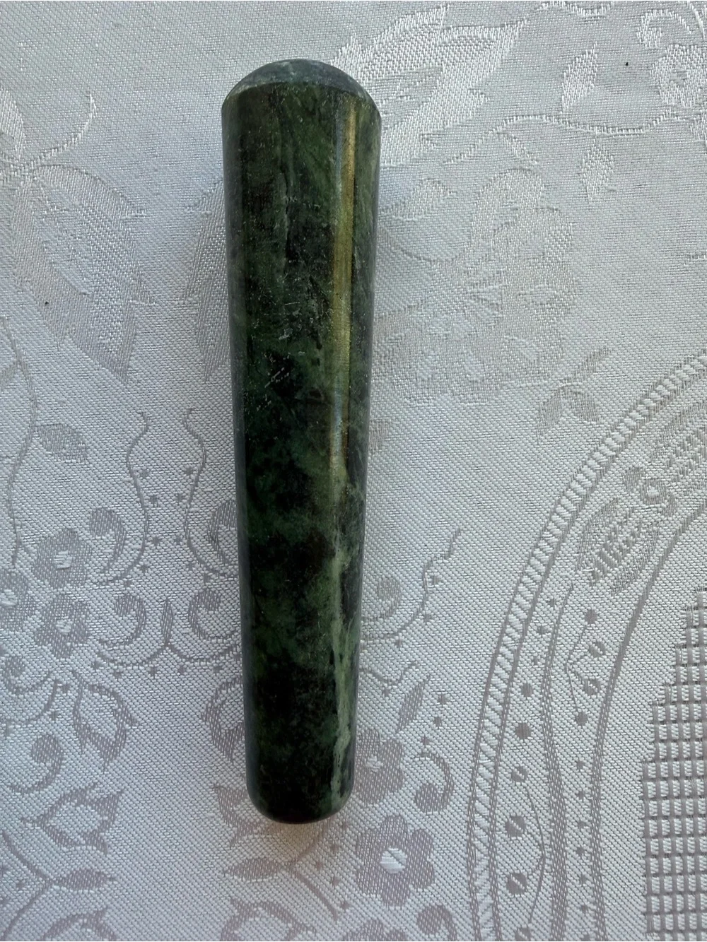 Vintage Y2K Green Marble Mortar And Pestle Set Used Grinding Spices Herbs Nuts